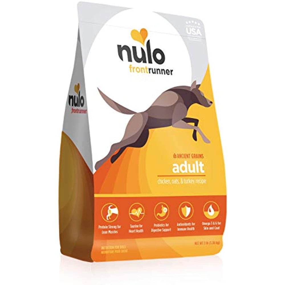 Nulo Frontrunner Dry Dog Food for Adult Dogs - Grain Inclusive Recipe with Chicken, Oats, and Turkey - All Natural Pet Foods with High Taurine Levels - Animal Protein for Lean Strong Muscles