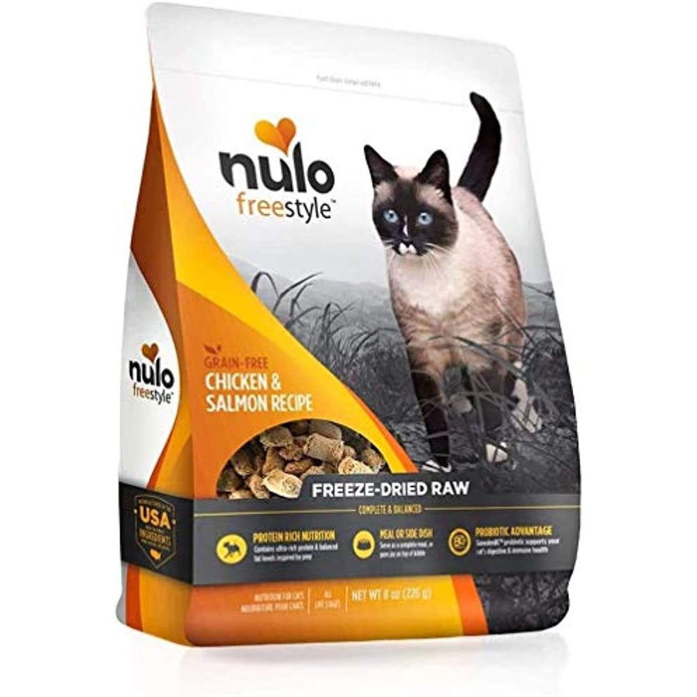 Nulo Freestyle Freeze-Dried Raw Cat Food, Chicken & Salmon, 8 oz - Grain Free Cat Food with Probiotics, Ultra-Rich Protein to Support Digestive and Immune Health - Premium Topper, Yellow, 8 oz