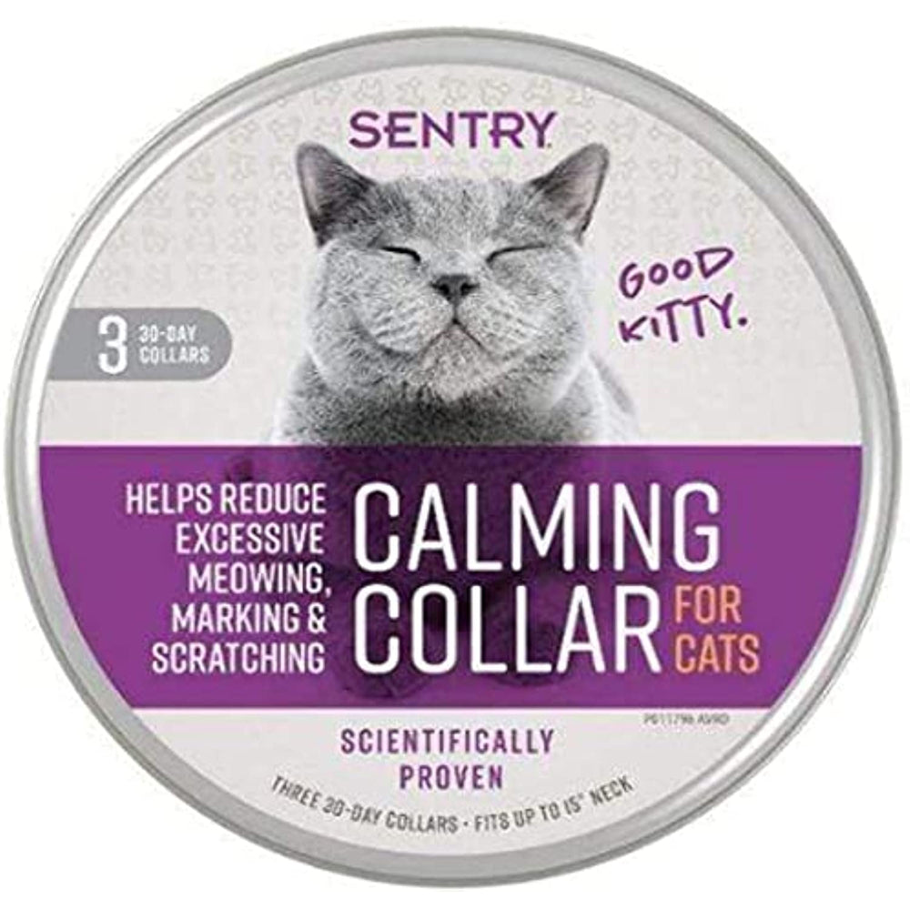 Sentry Calming Collar for Cats, Long-Lasting Pheromone Collar Helps Calm Cats for 30 Days, Reduces Stress, Helps Calm Cats from Anxiety, Loud Noises, and Separation, 3 Count