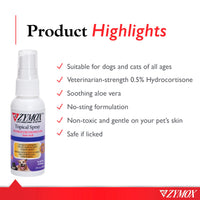 Zymox Topical Hot Spot Spray for Dogs and Cats with .5% Hydrocortisone, 2oz